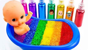 Learn Colors with Glitter Rainbow and Cute Baby Toy for Kids